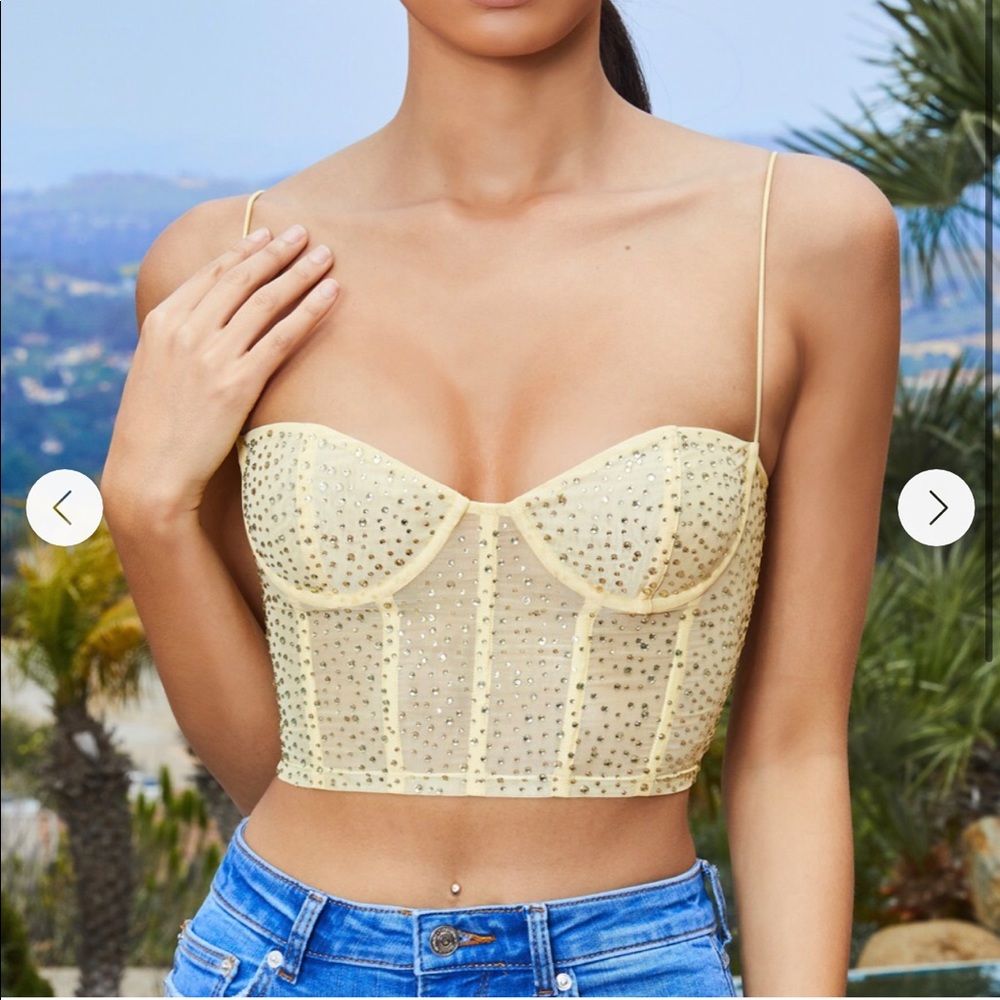 Oh Polly Embellished Bustier in Black
